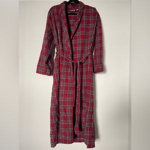 Ll BEAN Tartan Plaid Flannel Cotton Robe - Red M